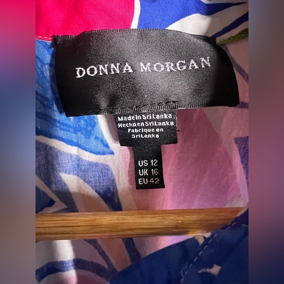 Donna Morgan Bright Colored Floral Midi Dress with Pockets . Size 12 - Picture 6 of 7